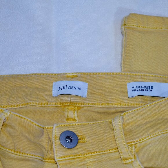 J. Jill Size 6P Petite | Mustard Yellow Wide-Leg Cropped Denim Jeans | High Rise - Picture 5 of 6